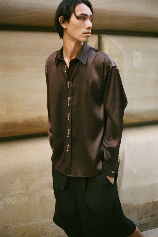 Mogano Délavé Double Weave Button Down